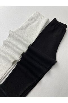 Berat moda Esnek Fitilli Kumaş Siyah - Kül Grisi Çocuk Tayt