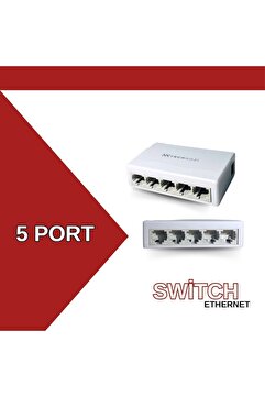 technozi 5 Port 10 / 100 Mbit Internet Hub Hup Çoğaltıcı Ethernet Switch Kablo Dağıtıcı Splitter