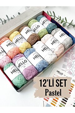 Hobianna Hello Punch & Amigurumi 12’li Pastel Iplik Seti