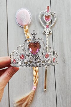cici bandana Karlar Ülkesi Frozen Elsa Taç Saç Asa Set Pembe