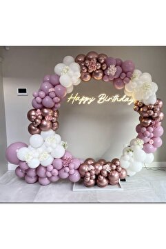 eğlencemarketi Krom Pembe Toz Pembe Ve Beyaz Balon Zinciri 100 Adet