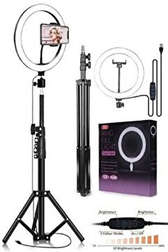 faseb Youtuber Led 10 Inç Ring Light 5500k Youtuber Led Işıklı 2.1 Metre Tripod Selfie Makyaj Işığı