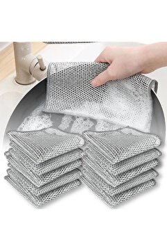 Yenigeldi 6 Adet Çift Katlı Çok Amaçlı Tel Bez Mikrofiber Inox Bez Telli Bulaşık Bezi