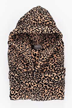 Soley | Panthera | %100 Pamuk Leopar Desenli Kadife Bornoz
