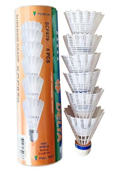 Delta Yüksek Hız Sevenler İçin Pratik Kutusunda 6 Adet Mantar Kafa Deluxe Badminton Topu