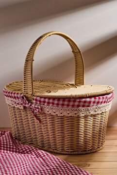 Perotti Picnic Hasır Oval Piknik Sepeti 15229