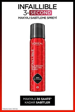 L'Oreal Paris Infaillible Makyaj Sabitleyici Sprey 75 ml - Makyajı Sabitleyen 36 Saate Kadar Kalıcı Sprey