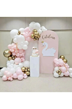 Genel Markalar GOLD KROM BEYAZ MAKARON PEMBE 100 LÜ BALON SETİ