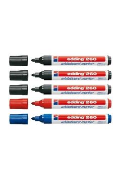 Edding 260 Beyaz Tahta Kalemi 3 Siyah 1 Mavi 1 Kırmızı Renk
