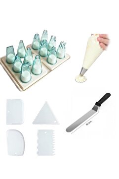 WorkAsist Krema Sıkma Torbası - Polikarbon Duy Seti - Pasta Paleti - 4'lü Krema Tarağı Dekoratör Pratik Set