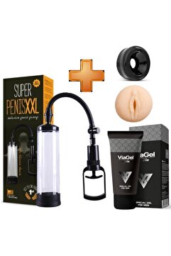 PRETTY LOVE Penis Vakum Pompası+silikon Başlık+vajina Başlık+50ml Penis Kremi