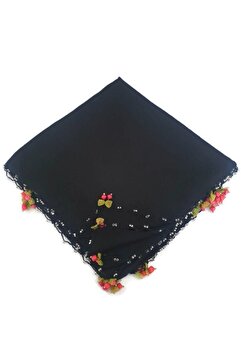 BENLİ El Işi Kiraz Oyalı Düz Renk Eşarp Yazma Çeyizlik Hediyelik 100x100cm
