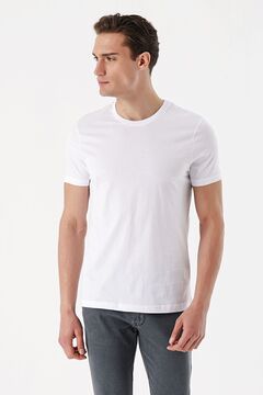 Morven Erkek Beyaz Basic Düz %100 Pamuk Bisiklet Yaka Slim Fit Dar Kesim Kısa Kollu Tişört