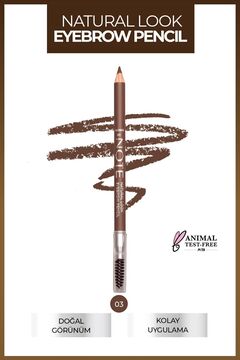 Note Cosmetics Natural Eyebrow Pencil Waterproof Çift Taraflı Suya Dayanıklı Kaş Kalemi 03 Brown - Kahve