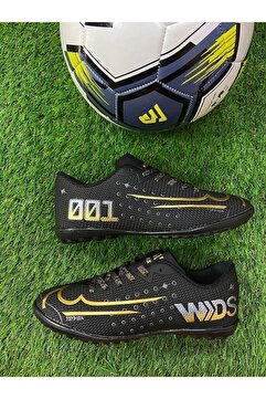 YUSUFSHOES ERKEK ÇOCUK HALISAHA FUTBOL AYAKKABISI SİYAH ALTIN
