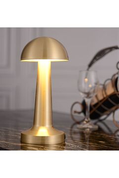 burenze Modern Retro Gold Sarı Dokunmatik Usb Şarjlı Dekoratif Masa Lambası 3 Renk Kademeli Abajur