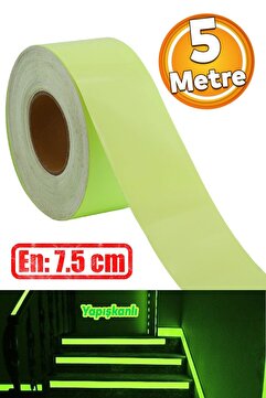 Badem10 Fotolümen Gece Parlayan En: 7.5 Cm 5 Mt Yeşil Reflektörlü Fosforlu Reflektif Şerit Bant Ikaz Bandı