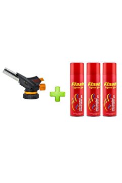 Keyfi Sepet 1300 Derece Profesyonel Pürmüz Çakmak Ws-509c Kafa Çakmak 3 Adet Flash Gaz Hediye
