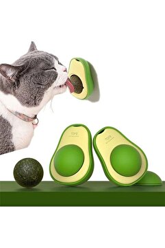 mywarehouse Doğal Catnipli Yenilebilir Dönen Kedi Nanesi Otu Oyun Topu Top Oyuncak Kedi Yalama Topu Avokado