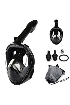 Reidan Sm Beden Siyah Tam Yüz Dalış Maskesi Su Altı Keşif Maskesi Slikon Şnorkel Full Face Mask