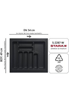 Starax S-2287-g 54x49 Çekmece Içi Gri Plastik Kaşıklık 48x40 A Kadar Kesilebilir