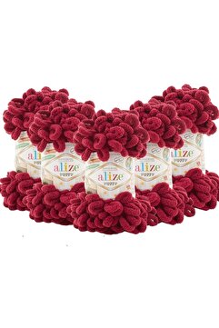 Alize El Örgü Ipliği 5'li Paket - 107 Bordo - 100 Gr. 9 Mt. Parmak Örgü Ipi