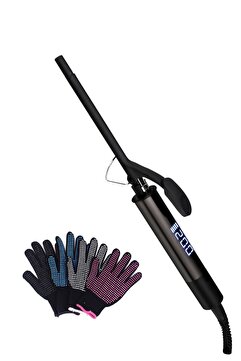 Shibowavy 9mm Kıvırcık Ince Saç Maşası ( Afro Dalga ) Klipsli Extra Uzun Başlık Eldiven Hediyeli