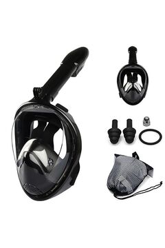 Reidan Lxl Beden Siyah Tam Yüz Dalış Maskesi Su Altı Keşif Maskesi Slikon Şnorkel Full Face Mask