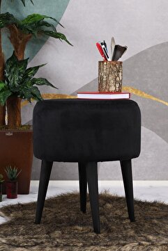 PufyHome Fix Siyah Gürgen Ayaklı (siyah) Çok Amaçlı Puf Koltuk
