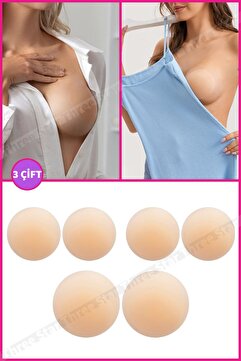 Three Star 3 Çift Silikon Göğüs Ucu Gizleyici Ve Kapatıcı Kadın Meme Ucu Kapatıcı Gizleyici Aparat Nipple