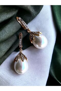 FAYRA ACCESSORIES Zirkon Taşlı Mayorka İnci Küpe
