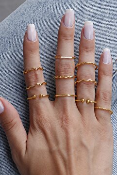Ervalina 10'lu Yüzük Set Altın Rengi 0030