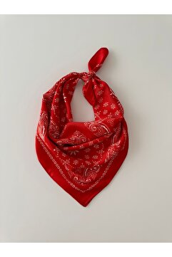 AGAPI Fular Desenli Kırmızı Bandana Fular