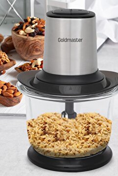 GoldMaster Planet 1.5 Lt Büyük Cam Hazneli 2 Kademe Ayarlı 4 Bıçaklı Paslanmaz Çelik Inox Rondo Doğrayıcı