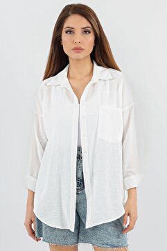 Ritnice Kadın Well Ekru Keten Gömlek