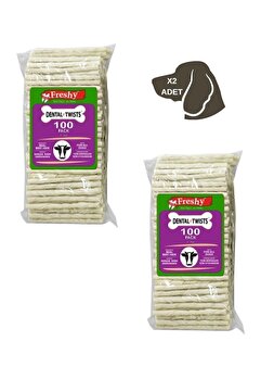 Freshy Dental Twists - Beyaz Burgu Çubuk - 100'lü Mega 2 Paket - 1200 gram