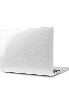 TEKNETSTORE Macbook Air 13.3 (M1 ÇİP) A1932 A2179 A2337 Uyumlu Simli Şeffaf Koruyucu Kılıf Crystal Star