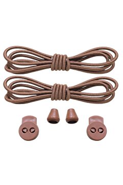 YeferStore Akıllı Bağcık, Pratik Lastikli Ayakkabı Bağcığı, Spor, Çocuk, Klasik Ve Bot Bağcığı, Kahve 1 Çift