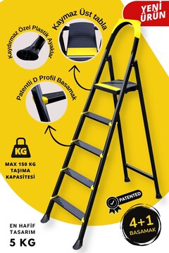 KonkTools Leo 4+1 Basamaklı Metal Merdiven, leo2