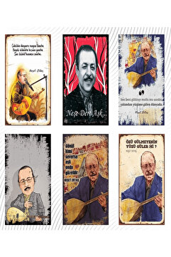 hediyeniburadabul Neşet Ertaş Temalı 6'lı Ahşap Duvar Poster Seti
