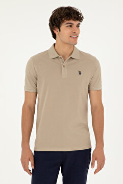 U.S. Polo Assn. Erkek Slim Fit Polo Yaka Açık Haki Basic Tişört 50279573-VR183