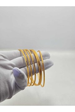 Garanti Gold İmitasyon 22 Ayar Altın Kaplama Ince Ajda Ray Parlak Sade 1 Adet Bilezik