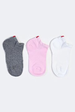 Katia & Bony Run 3 lü Çocuk Basic Patik Çorap GREY/Beyaz/Pembe