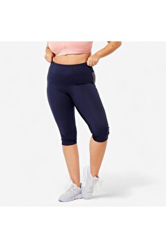 Decathlon Domyos Kadın Alacalı Lacivert Yüksek Belli Spor Taytı 100 - Fitness Kardiyo