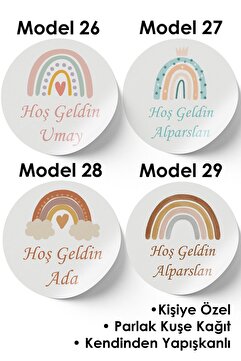 deer art Madlen Çikolata Etiketi-kişiye Özel Hoş Geldin Bebek-doğum Günü Etiketi (STİCKER) - 3x3cm 60 Adet
