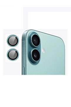 EVAX [Metal] iPhone 16 / 16 Plus Uyumlu Deniz Mavisi Metal Kamera Lens Koruyucu