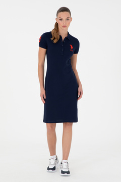 U.S. Polo Assn. Kadın Lacivert Polo Yaka Mini Boy Örme Elbise 50280064-VR033