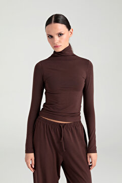 SHEISMONO Ultra Soft Balıkçı Yaka Bluz Kahverengi