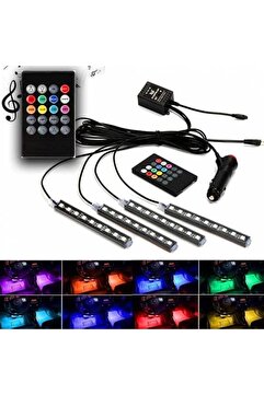 Car And More 4 Parçalı Uzaktan Kumandalı Ayak Altı Aydınlatma 12 Led Çok Renkli Araba Ledi Teknoşık