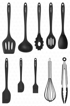 valletta Salvatore 10 Parça Spatula Set Siyah